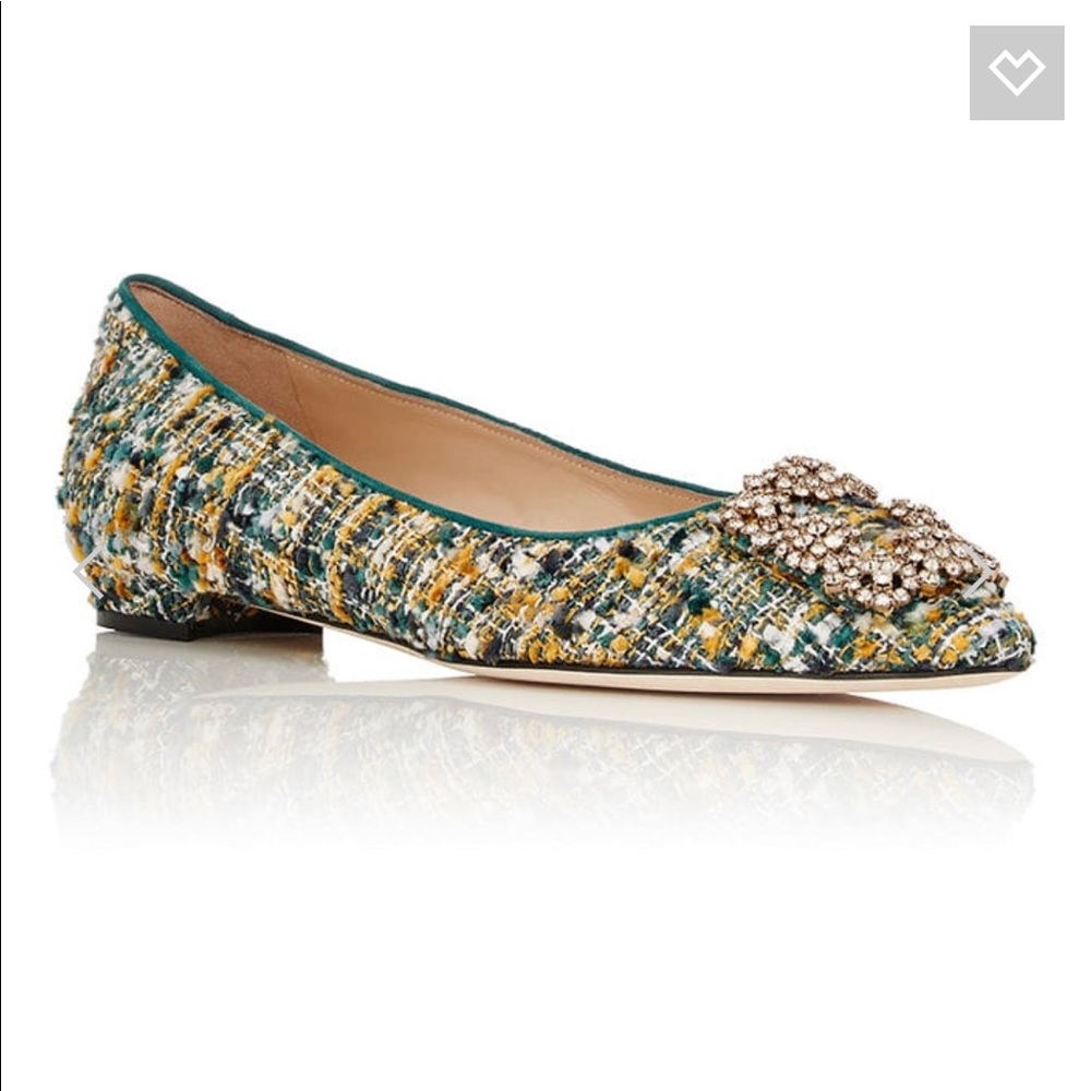 Authentic Manolo Blahnik tweed flats